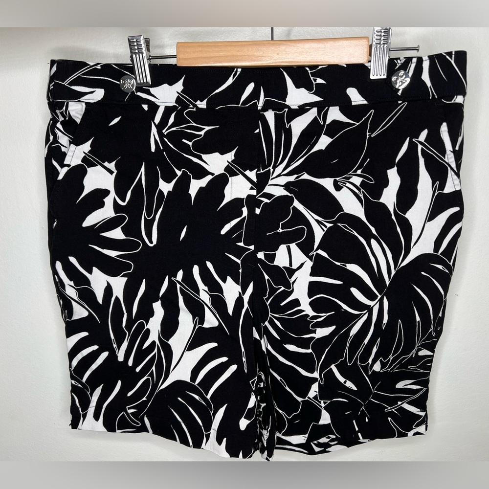 Brand New-Rafaella Palms Stretch Comfort Waistband Bermuda Short